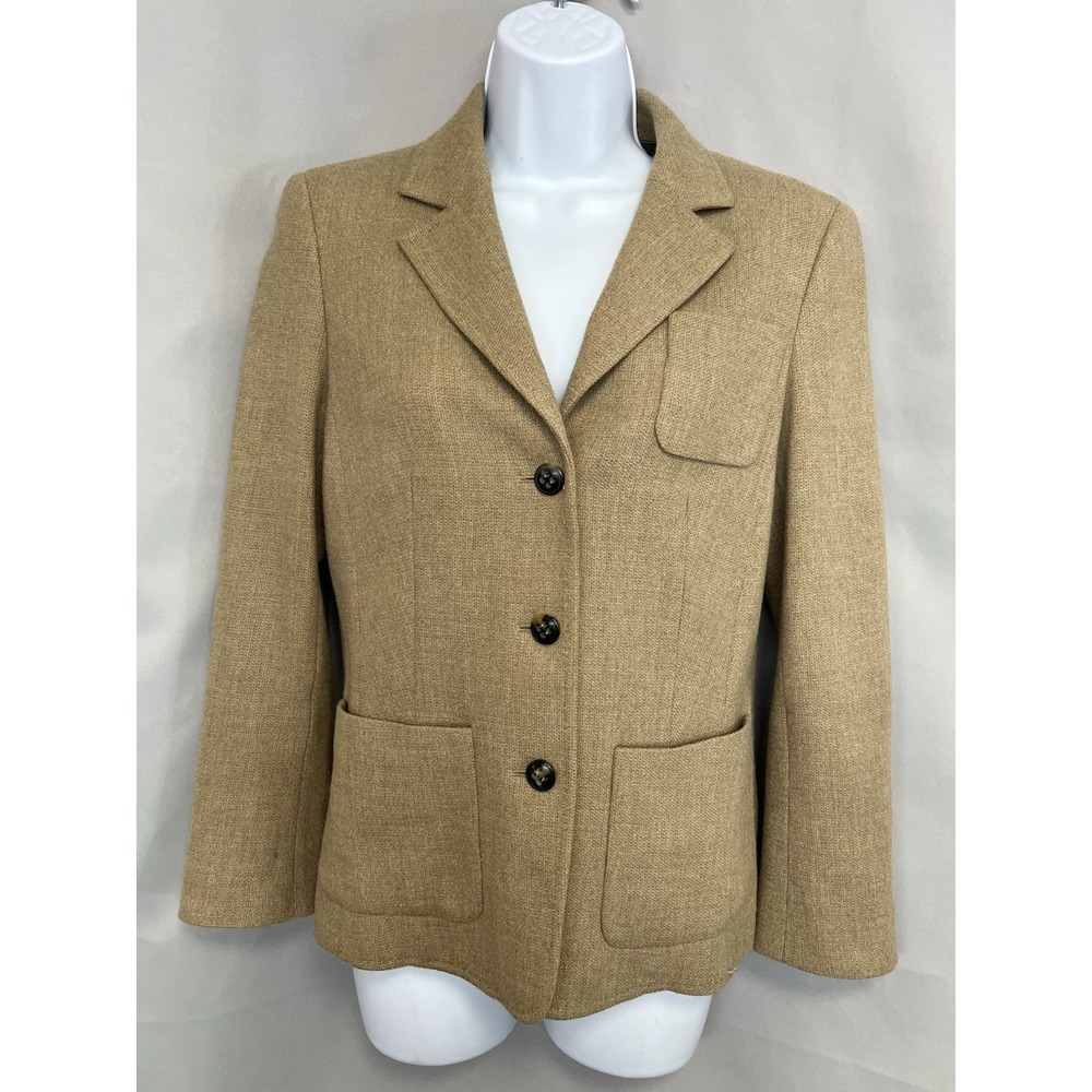 Escada Women's Beige Tailored Blazer Jacket Wool Sz 36